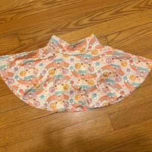 Colorful Floral and Peace Sign Skater Skirt